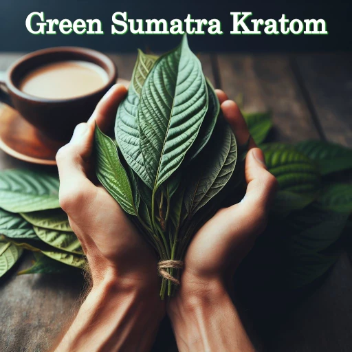 Person holding Green Sumatra Kratom leaves