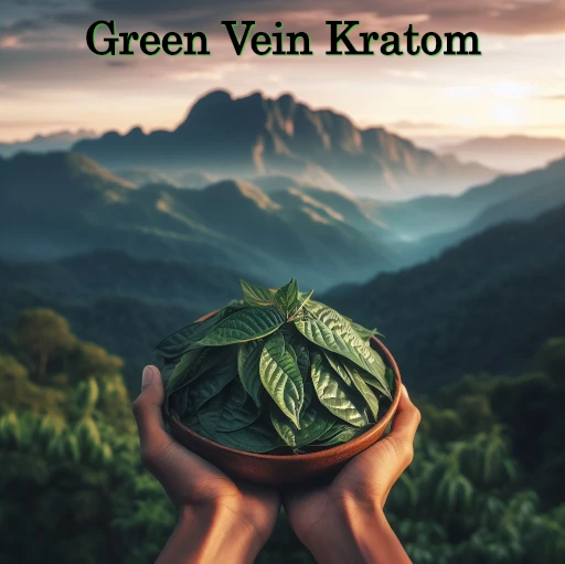 A person holding a bowl of Green Vein Kratom leaves