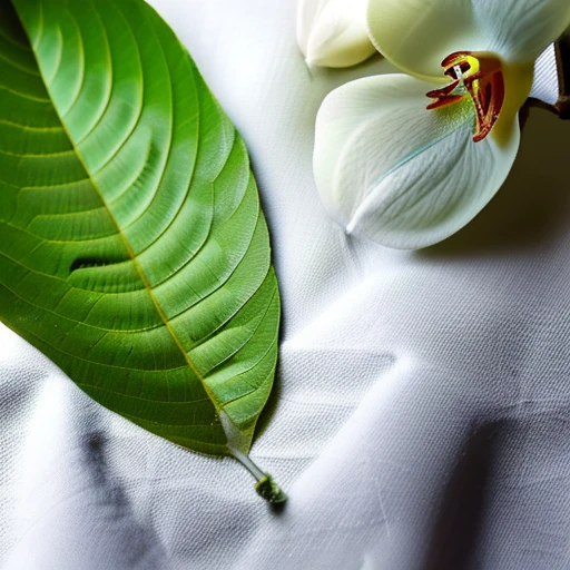 White Thai Kratom leaf on a white cloth