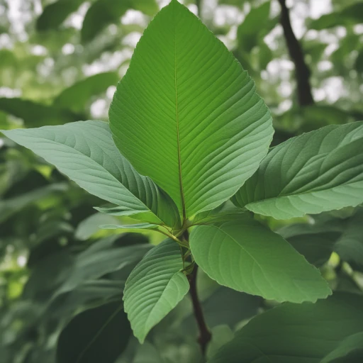 A close up of a kratom tree featuring its leaf